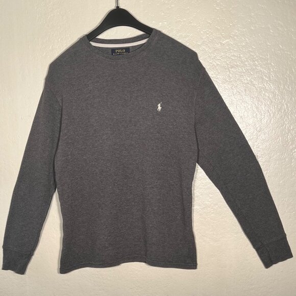 Polo Ralph Lauren Men Gray Waffle Knit Thermal Long Sleeve M 100% Cotton Casual - Picture 4 of 14